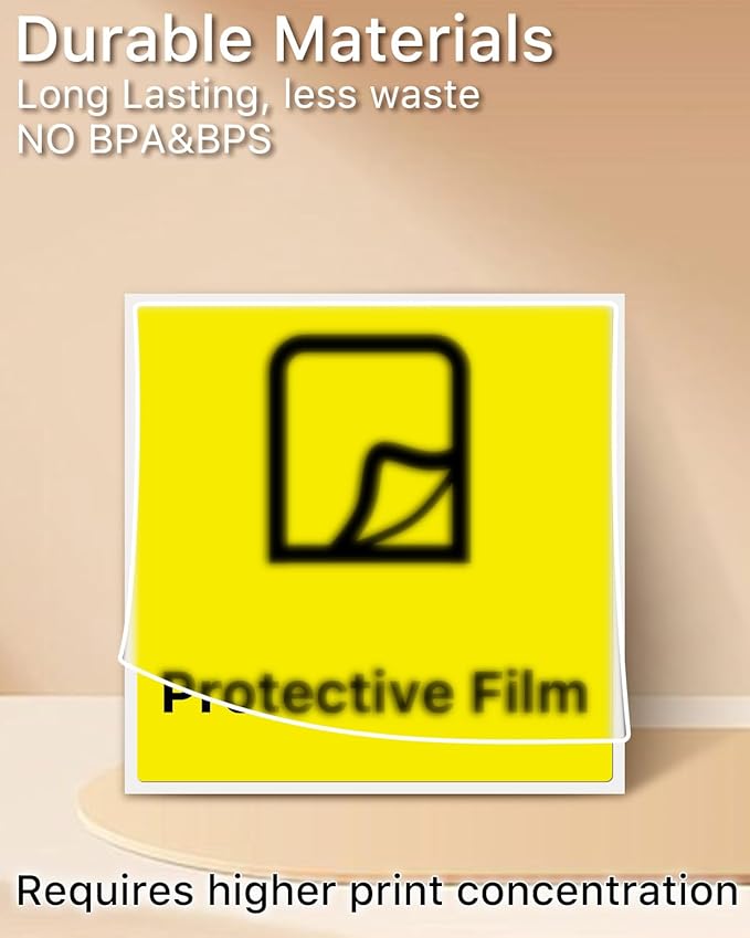 iEager Yellow Square Thermal Label Stickers, 3" x 3" Self-Adhesive Square Direct Thermal Labels with Perforation Line, 500 Sheets/Roll