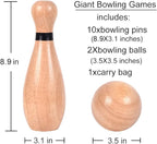 NI-ROU Outdoor Giant Lawn Bowling Games Rubber Wooden Lawn Set Fun Sports Games Outside or Indoor for Family Adults and Kids Backyard Skittles Carrying Bag with 10 Pins and 2 Balls