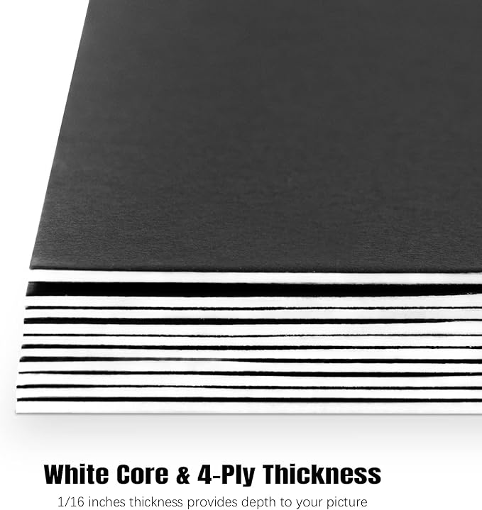 AUEAR, 15 Pack 8.5x11 Uncut Matte Boards Black Photo Mat Board Great for Picture Framing, Print, Artwork