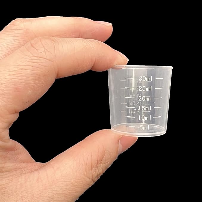 60 Pcs Plastic Graduated Cups, 30ml/1oz Clear Scale Cups with 50 Pcs Wooden Stirring Sticks for Epoxy, Resin, Stain, Mixing Paint