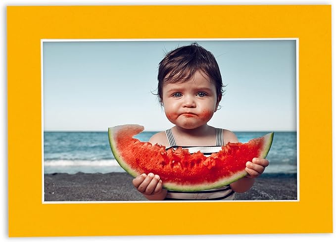 8.5x11 Mat Bevel Cut for 7x9 Photos - Acid Free Golden Orange Precut Matboard - For Pictures, Photos, Framing - 4-ply Thickness