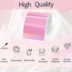 Holographic Square Thermal Labels Stickers 3" x 3", Direct Square Thermal Stickers Labels, Glitter Self-Adhesive Thermals Label for Small Business- Holographic Pink