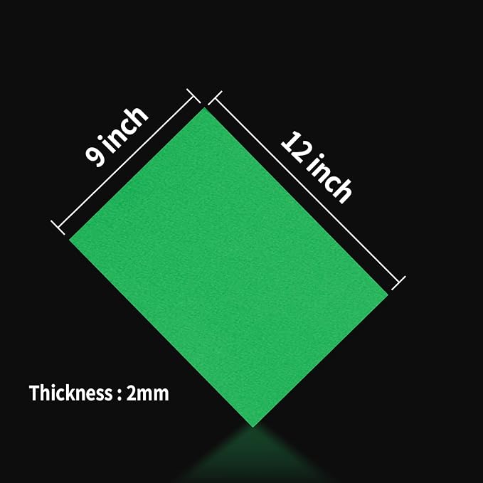 MEARCOOH Green Foam Sheets Crafts 9x12 Inch 2mm Eva Color Craft Foam Paper for Crafts Project Preschoolers Classroom Scrapbooking DIY Cosplay(10 Sheets)