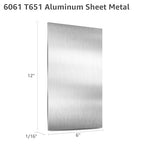 2 Pack 6061 T651 Aluminum Sheet Metal 6" x 12" x 1/16" (0.06") Rectangle Metal Plate Covered with Protective Film, 1.5mm Flat Aluminum Plate for Crafting and Industry