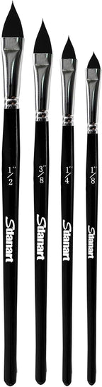 Cat Tongue Watercolor Brushes,4 PCS Oval Wash Paint Brushes for Acrylic Painting Floral Petal Watercolor Brush，Pointed Oval Paintbrush Professional Cat's Tongue Paint Brush Artist Paintbrushes