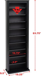 Prepac Narrow Cabinet Media Storage, Slim Barrister Tower, Black