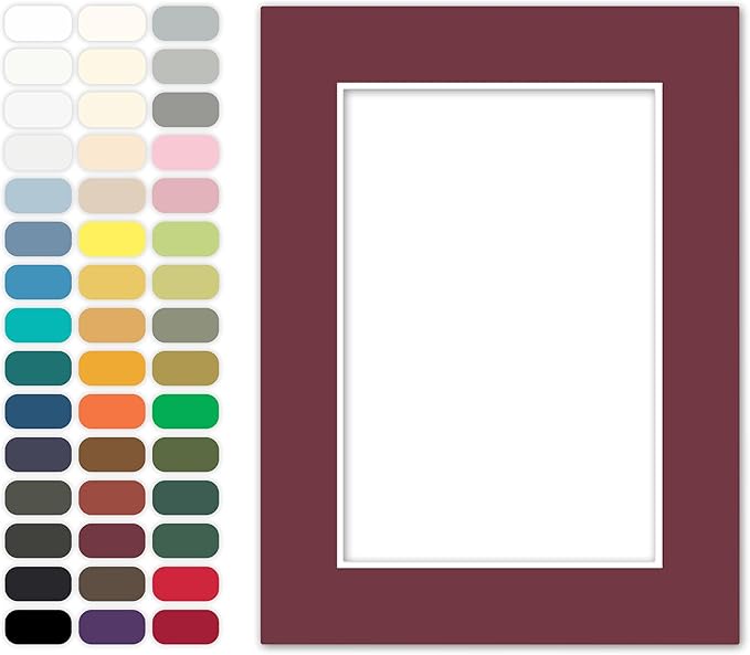 Poster Master Maroon Matboard – 4-Ply Acid-Free Picture Mat Board with 45° Beveled Cut, Made in USA, Custom Cut to Any Size, 1/16" Thickness for Framing & Displays
