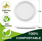 White Paper Plates 7 Inch (Round,150 Count) Heavy Duty Disposable Dinner Plates Bulk, Small Compostable Dessert Dishes for Party, BBQ and Gathering, Microwave-Safe/Sturdy/Leak Resistant