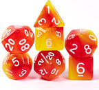 7-Die DND Dice Set Polyhedral Dice Set with a Leather Dice Bag, D&D Dice Set for Dungeons and Dragons, RPG Table Games (T/Red Yellow)
