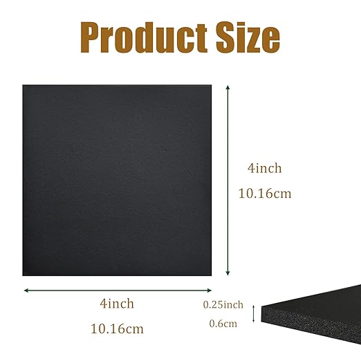 4 Pieces Adhesive Foam Padding 1/4 in Thick X 4 in X 4 in, Anti Vibration Pads, Closed Cell Foam Pads for Anti-Slip, Shock Absorption