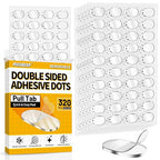 Upgraded Removable Mounting Putty with Pull Tab, Double Sided Adhesive Dots, No Trace Tape Sticky Tack Dots for Picture Crafts, 320 Pcs 0.31" x 0.51"
