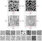 16 Pcs Layering Stencils for Painting, 6"x6" Mixed Texture Bubble Dot Waves Stone Crackle Splatter Geometric Stencils for Painting on Card Canvas, Mix Media Spray Paint Templates