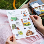 6 Rolls Travel PET Tape Set with Clip, Camping and Adventure-Themed Sticker Tape for Journaling, Scrapbooking, and DIY Crafts