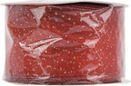 MEEDEE Red Gold Wired Ribbon - 2.5 Inch Sheer Ribbon with Gold Glitter Polka Dots for Christmas Tree, Wreath and Bow Making