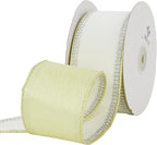 MEEDEE Gold & White Velvet with Rhinstone Edge Wired Ribbon 2.5 Inch Luxury Jeweled Ribbon 5 Yards Sparkling Rhinestone Trim for Christmas Tree, Garland, Wreaths, Holiday Home Decor, Wedding Decor