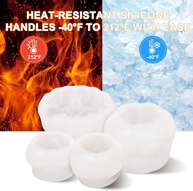 4pcs Large Flower Silicone Candle Molds,Reusable 3D Mold for Soap, Baking, Chocolate, Ice, Wax Resin Crafts, Rose Lotus Hibiscus Peony, Non-Stick, Easy Release Clean, DIY Gift for Bakers