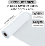 TONIFUL 2 Rolls 10 Inch White Decorative Mesh Ribbbon Rolls, Fabric Mesh for Mesh Wreath Supplies, Front Door Wreath Crafts Tree Decor Christmas NewYears Halloween Decoration (10 yds/roll)