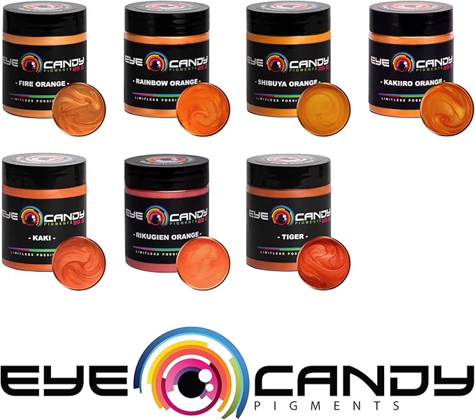 Eye Candy Pigments Premium Orange Mica Powder - Tiger (50gr) - for Epoxy, Resin, Soap, Paint, Woodworking, Acrylic Pouring, Bath Bombs, Fishing Lures - DIY Arts and Crafts Additive