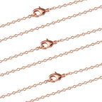 ALEXCRAFT Wholesale 12PCS Rose Gold Plated Solid Brass Chain Hypoallergenic Flat Cable Chains Link Bulk for Jewelry Making(18"(1.5MM))