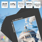 Mat Board Center, Pack of 10, 16x20 for 11x14 Black Picture Mat Sets - Acid Free, 4-ply Thickness, Bevel Pre-Cut White Core - Includes Backing Boards and Clear Bags - for Pictures, Photos, Framing