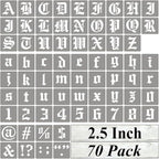 2.5 Inch Alphabet Letter Stencils for Painting - 70 Pack Old English Letter Stencil Templates with Numbers and Signs for Painting on Wood, Reusable Letter Stencils for Chalkboard Wood Signs & Wall Art