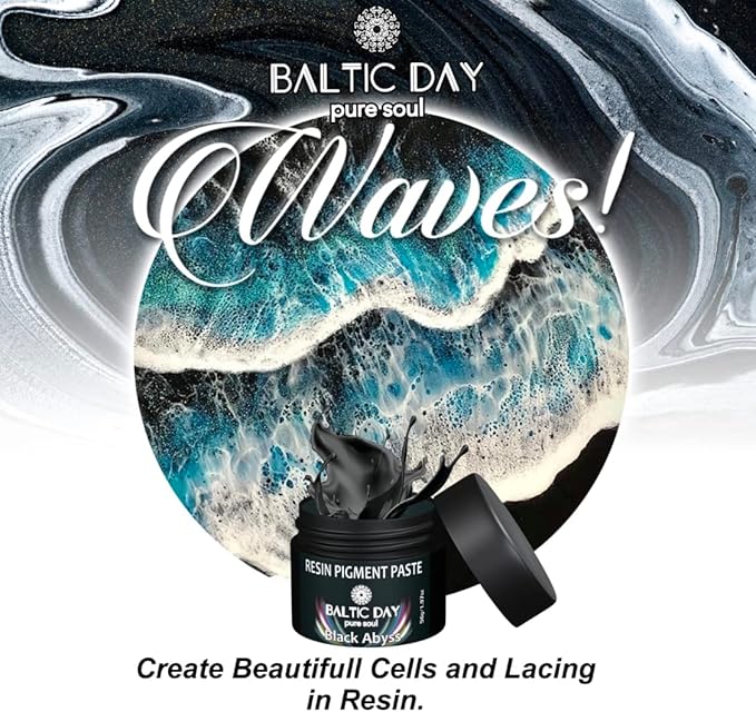 BALTIC DAY Black Abyss Pigment Paste for Epoxy Resin – Ultra-Opaque Black Resin Colorant, 191g/6.7oz – Smooth Blend for Epoxy Art, Jewelry, DIY Crafts