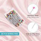 ICNOW Sewing Kit - 216 Pcs, 2 Magnetic Wrist Pincushions, 200 Straight Pins, 10 Clips, 2 Seam Rippers, 1 Scissor
