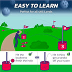 bucketgolf Game 6 Hole Bundle with Clubs - The Best Backyard Golf Game for All Ages and Levels Adults, Kids, Families, Schools, Yards, Parks, Beaches, Vacation. (2 Clubs (2 RH))