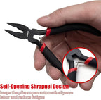 WISEUP 8-Piece Mini Pliers Set，Needle, Round, Flat, Long, Bent Nose, Diagonal, End Cutting & Linesman Pliers for Crafting, Electronics & Jewelry Making，with Pouch