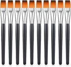 Zonon 10 Pcs 3/4 Inch Flat Paint Brushes Acrylic Painting Craft Accessories Small Watercolor Paint Brushes Bulk for Adult Artist Detail Oil Canvas Face(8.1 x 0.9 x 3/4 Inch,Black)