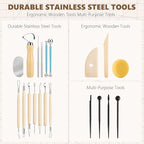 23PCS Clay Tools Sculpting, Ceramic & Pottery Modeling Tool, Ceramics Tools Set, Polymer Tools Kit, Air Dry Clay Tools for Carving, Molding, Pottery Wheel, Crafting Supplies, Pros, Beginners, Adults
