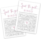 Bridal Shower Bingo, 25Pcs Prefilled Find The Guest Bingo Game Cards, Engagement Party Games for Guests, Pink Wedding Party Supplies - E17