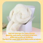 3.53oz Wool Roving Yarn, Fiber Roving Wool Top, Needle Felting Supplies, Pure Wools, Chunky Yarn, Spinning Wools for Needle Felting Wet DIY Hand Spinning (Natural White)