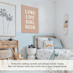 Long Live Girlhood Linen Canvas Banner, Girls Room Decor, Girls Nursery Decor, Nursery Playroom Wall Hanging Flag for Kids Bedroom Toddler Decorations Girl Room 18x25 Inch