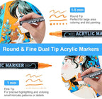 100 Colors Waterproof Dual Tip Acrylic Paint Pens, Dot & Fine Tip Premium Coloring Drawing Markers Set for Wood, Rock, Canvas, Glass, Ceramic Surfaces and DIY Crafts Making Art Supplies