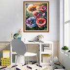 Disnesart Cross Stitch Stamped Full Embroidery Kits DIY 11CT Cotton Thread Printed DIY Needlepoint Kits Craft Needlework Set Cross-Stitch Stamped Sets-Poppy Flowers 16x20 inch