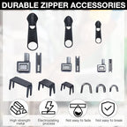 217 Pieces Zipper Repair Kit Replacement, Zipper Pulls, Head Slider, Installation Tools, Stopper Slider Repair Tool Kit for Metal Plastic Nylon Coil Jacket Zippers (Size 8/5/3)