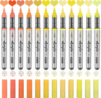 Yellow Orange Acrylic Paint Pens,12 Color Paint Pens Markers,Brush Tip Paint Pens for Rock Painting Wood Glass Ceramic Canvas Stone DIY Crafts Making Art Supplies