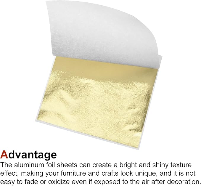 MECCANIXITY Gold Leaf Foil Sheet, Light Silver Leaf Papers, 3.3 x 3.1inch for Art Decoration, Sculptures, Painting, Pack of 100