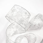 CT CRAFT LLC Organza with Silver Glitter Snowflakes Wired Ribbon 2.5 inch x 50 Yards for Christmas Home Decor Tree Topper Bow Gift Wrapping DIY Crafts Wreath Garland Wedding
