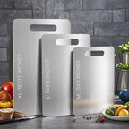 2 PackTitanium Cutting Boards 100% Pure Titanium for Kitchen .Cutting Edge Hygiene & Durability.Double sided food-grade Titanium Cutting Board For Meats Fruits And Vegetables. Easy to Clean（M+L)