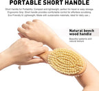 Short-Handle Dual-Sided Bath Massage Brush, Soft Boar & Firm Sisal Bristles, Portable (Natural Beech Wood)