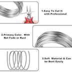 3mm Aluminum Craft Wire, 50 Feet 9 Gauge Bendable Anodized Metal Wire for Sculpting, Jewelry Making, Armature Making, Wire Weaving and Wrapping