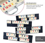 ERLLE - 106 Rummy Tiles Game Set with Aluminum Case. Deluxe Rummy Cube Game for Adults & Families, Includes 4 Anti-Skid Racks, Dice. Travel Board Game for 2-4 Players, Colorful Melamine Tiles.