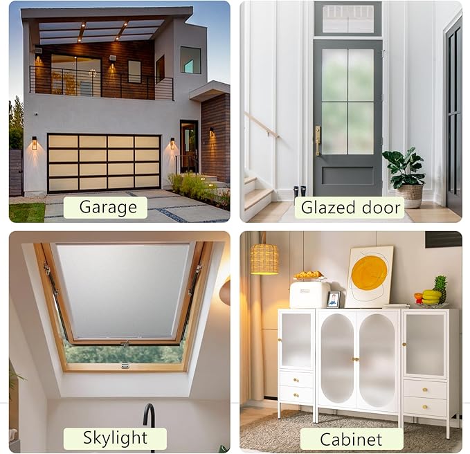 Frosted Glass Window Privacy Film - UV Sun Blocking Heat Control, Static Cling Removable & Reusable for Home, Bathroom, and Office (Frosted 17.3 Inch x 13.1 Feet)
