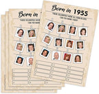 70th Birthday Party Games, Born in 1964 Games, Birthday Party Supplies for Adults, Fun 1955s Party Game，Pack of 30 Cards