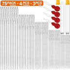 75 Pack Premium Large Eye Needles for Hand Sewing with 4 Needle Threaders, Assorted Sizes, Embroidery Needles for Hand Sewing, Sewing Needles Large Eye, Big Eye Needle