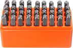 HARFINGTON 36pcs Metal Stamping Kit 3/16" (5mm) Steel Uppercase Letter and Number Punch Set (A-Z / 0-8 / "&" Symbol) Punch Press Tool with Case for Imprinting Metal Plastic Wood Leather