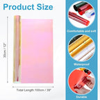 MECCANIXITY Iridescent Window Film,12" x 39" Iridescent Holographic PVC Fabric Dichroic Film Clear Vinyl Paper Roll for DIY Craft Gift Wrapping Bag Decoration,Laser Red