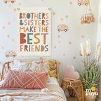 Kids Room Decor Linen Canvas Banner,Brothers & Sisters Make the Best Friends Wall Hanging Pennant Flag for Nursery,Bedroom,Playroom,Game Room Front Door,18x25 Inch